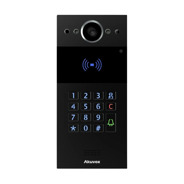 IP-відеопанель багатоабонентська 2Mp Akuvox R20K Black зі зчитувачем EM-Marine / Mifare / NFC