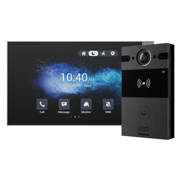Комплект IP-відеодомофона Akuvox: домофон з WiFi 8" S563W + відеопанель 4Mp R25A (R25A + S563W)