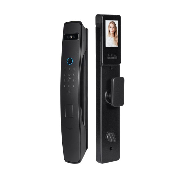 Замок біометричний автономний Trinix TRL-8803BTV Black L/R з Bluetooth та Wi-Fi, розпізнаванням облич, долоней, зчитувачем відбитків пальців і карт Mifare