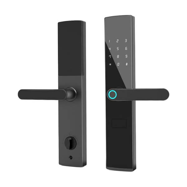 Замок біометричний автономний Trinix TRL-5404BTF Black L/R з Bluetooth, зчитувачем відбитків пальців і карт Mifare