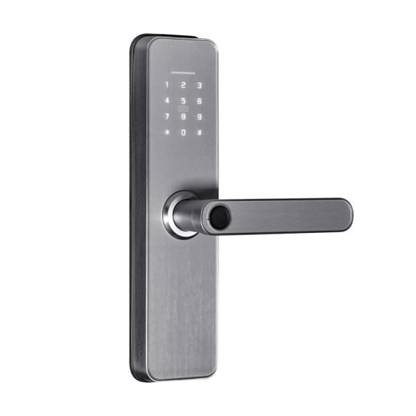 Замок біометричний автономний Trinix TRL-5405BTF Silver L/R з Bluetooth, зчитувачем відбитків пальців і карт Mifare