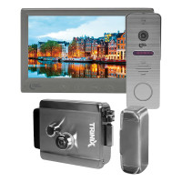 Комплект відеодомофона Light Vision з електрозамком: домофон 7" AMSTERDAM FHD Grey, відеопанель 2Mp RIO FHD Grey, електромеханічний замок Trinix TRX Fass Steel