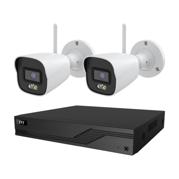 Комплект IP-відеонагляду на 2 камери TVT IP-Video Kit 2x5Mp (B) WiFi: 2 циліндричні 5Mp WiFi відеокамери + 4-канальний 8Mp відеореєстратор