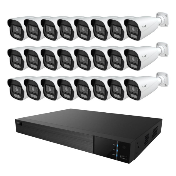 Комплект IP-відеонагляду на 24 камери TVT IP-Video Kit 24x6Mp (B): 24 циліндричних 6Mp відеокамер + 32-канальний 12Mp відеореєстратор