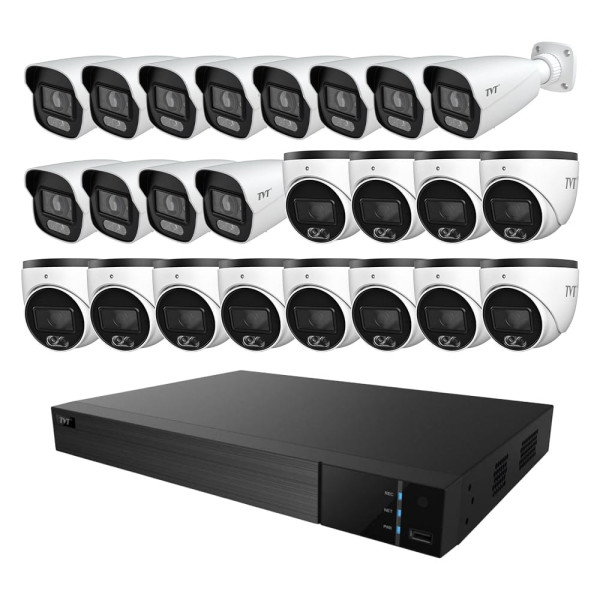Комплект IP-відеонагляду на 24 камери TVT IP-Video Kit 24x6Mp (T/B): 12 купольних 6Mp відеокамер + 12 циліндричних 6Mp відеокамер + 32-канальний 12Mp відеореєстратор