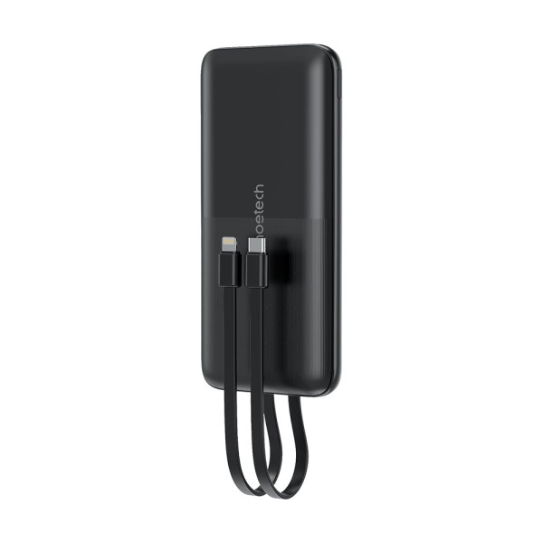 Повербанк 10000mAh Choetech B654 Black 22.5W QC3.0 PD3.0 вбудовані кабелі Type-C та Lightning
