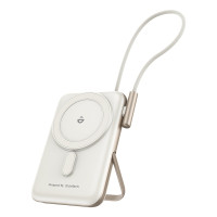 Повербанк 10000mAh Choetech B735 White QC3.0 PD3.0 бездротова магнітна зарядка, вбудований кабель, підставка