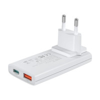Мережевий зарядний пристрій Choetech PD6011 Ultra thin PD67W GAN A+C White