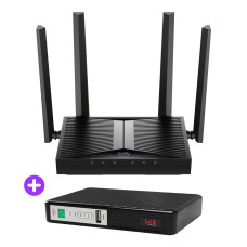Комплект безперебійного зв’язку: WiFi 7 Mesh-маршрутизатор Cudy WR3600H + Mini UPS SKE POE-432N 8800mAh 5V/9V/12V/15V/24V/PoE, Li-ion 4*2.2Ah