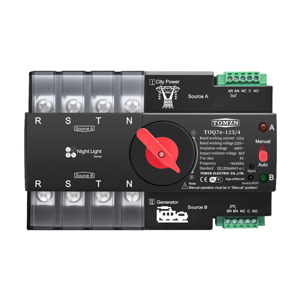Автоматичний перемикач (АВР) під DIN-рейку з Wi-Fi TOMZN TOQ7e-125/4P 125A 4 полюси