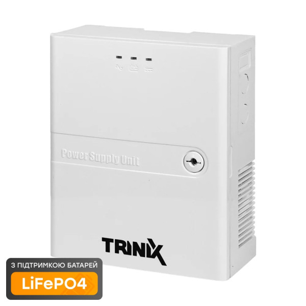 Комплект резервного живлення Trinix: джерело безперебійного живлення PSU-1203LED(P) LiFePO4 і акумуляторна батарея LFP 12V8Ah LiFePO4