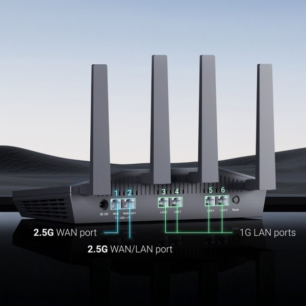 WiFi 6 маршрутизатор GL.iNet Flint 2 (GL-MT6000-EU) 2.5G дводіапазонний