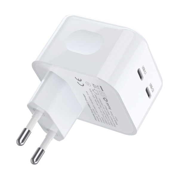 Мережевий зарядний пристрій Choetech Q5008 PD35W 2xUSB-C White