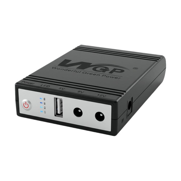 Комплект Mini UPS з блоком живлення: джерело безперебійного живлення Mini UPS WGP UPS1032 Black 10400mAh 5V/9V/12V, Li-ion 4*2.6Ah, для роутера і оптичного термінала та блок живлення SPF-1202B 12V/2A (24W)