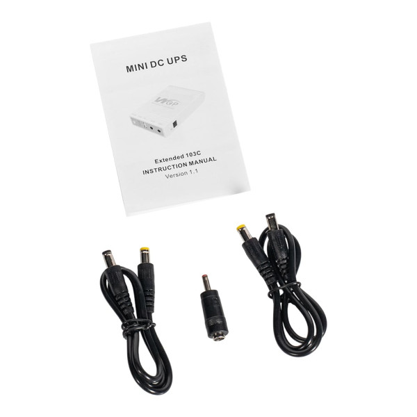 Комплект Mini UPS з блоком живлення: джерело безперебійного живлення Mini UPS WGP UPS1032 Black 10400mAh 5V/9V/12V, Li-ion 4*2.6Ah, для роутера і оптичного термінала та блок живлення SPF-1202B 12V/2A (24W)
