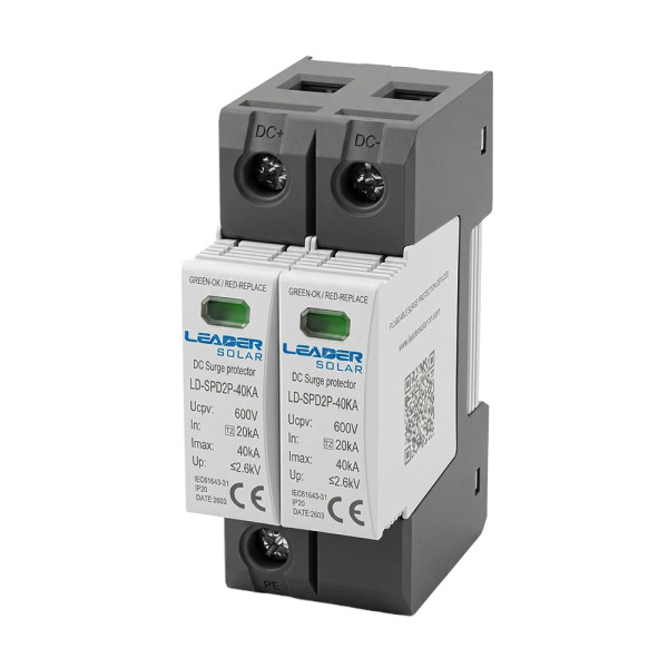 Обмежувач напруги Leader LD-SPD2P-40KA-600V DC під DIN-рейку