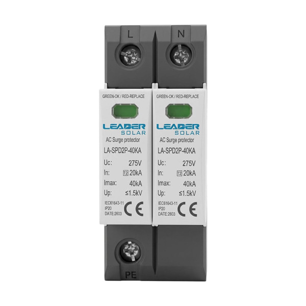 Обмежувач напруги Leader LA-SPD2P-40KA (1P+N) 275V AC під DIN-рейку