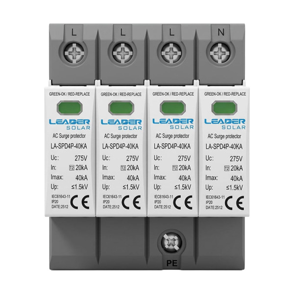 Обмежувач напруги Leader LA-SPD4P-40KA (3P+N) 275V AC під DIN-рейку