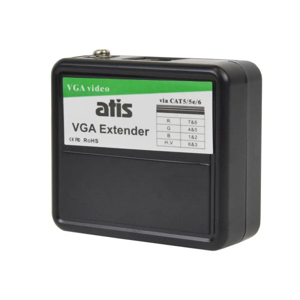 Активний приймач-передавач VGA-відео та аудіо RJ45 до 100 м ATIS VGA Extender