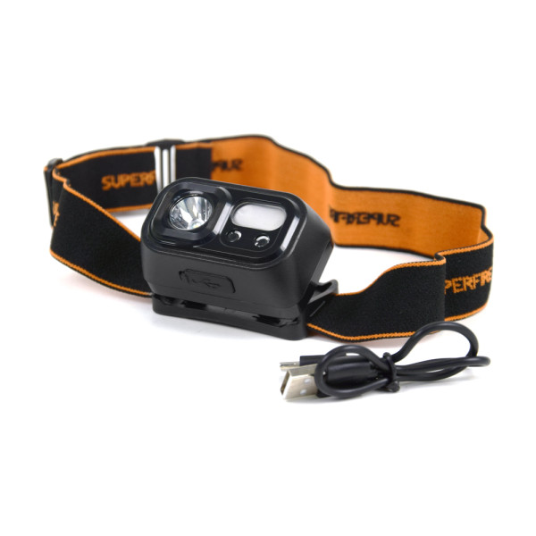 Налобний ліхтар SUPERFIRE HL23, що перезаряджається, з датчиком руху і потужністю 2 Вт