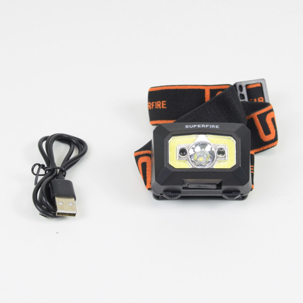 Налобний LED+COB ліхтар Superfire X30 з датчиком руху і потужністю 5 Вт, що перезаряджається
