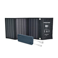 Комплект: портативна сонячна панель 21W Solar Charge, повербанк FEB-292B 20 Вт + 22.5 Вт, кабель синхронізації RC-068W