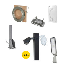 Комплект: Світильник світлодіодний Lightwell ZY-DY11-65K-150W  + Стовп 103Р 3.5м + Кронштейн DS-1275ZJ + Бандажна стрічка SB 207 20х0,7 бухта 50м + Замок BCS-20 + Кронштейн ZelK КСУР (труба: 50) (довжина труби: 700)