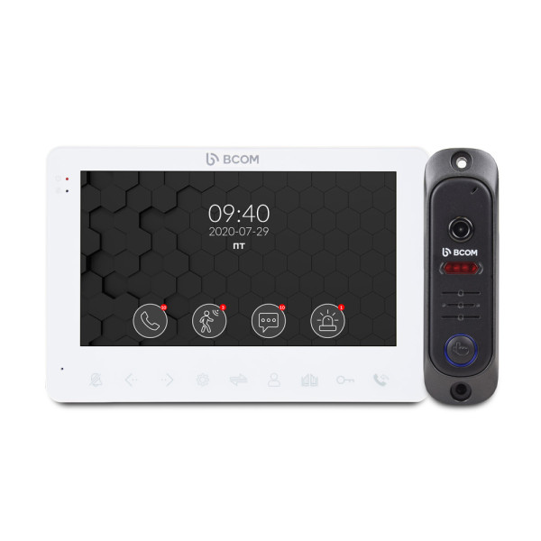 Комплект відеодомофона BCOM BD-780 White Kit (білий монітор + чорна панель виклику)