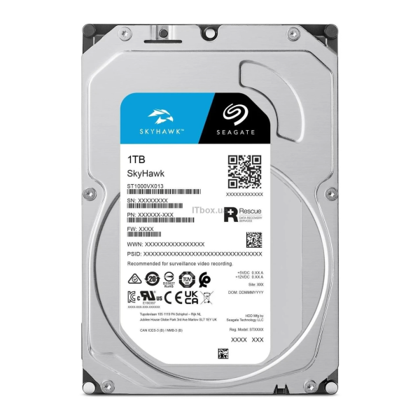 Жесткий диск для видеонаблюдения Seagate SkyHawk HDD 1TB 5400rpm 256MB ST1000VX013 3.5 SATAIII