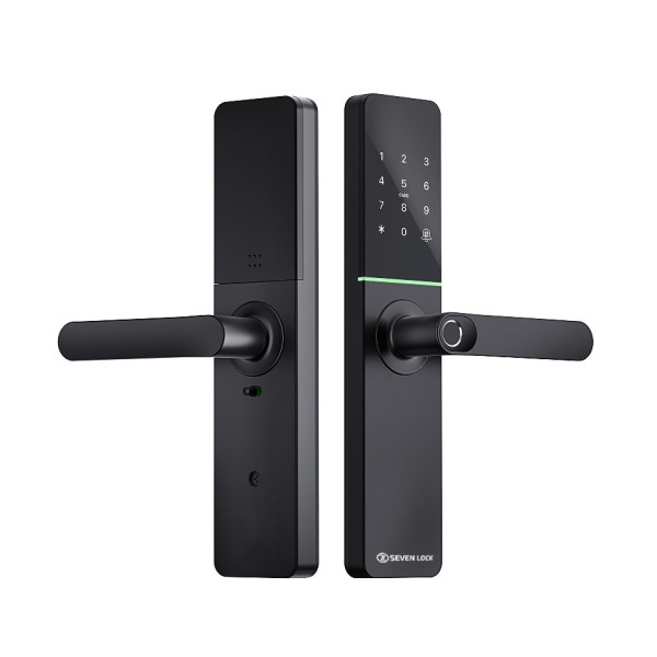 Умный дверной биометрический замок SEVEN LOCK SL-7779BFW black (без врезной части)