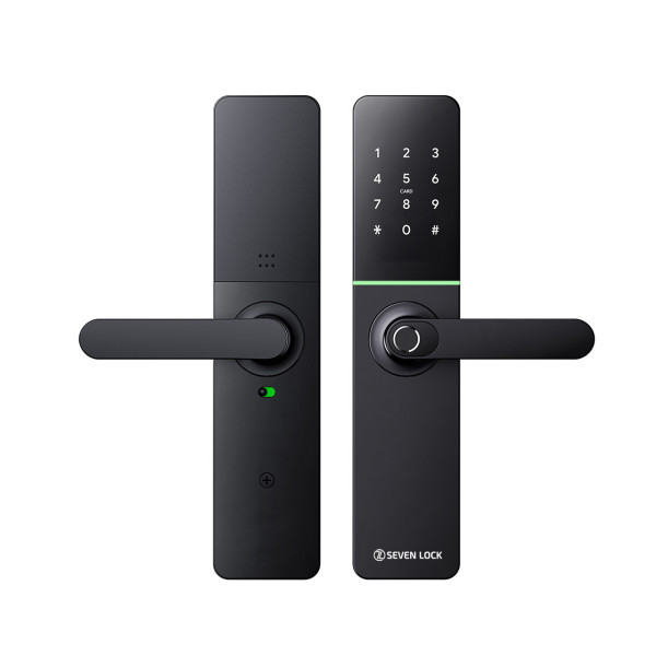 Умный дверной биометрический замок SEVEN LOCK SL-7779BFW black (без врезной части)