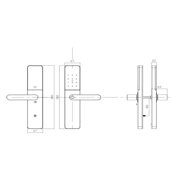 Умный дверной биометрический замок SEVEN LOCK SL-7779BFW black (без врезной части)
