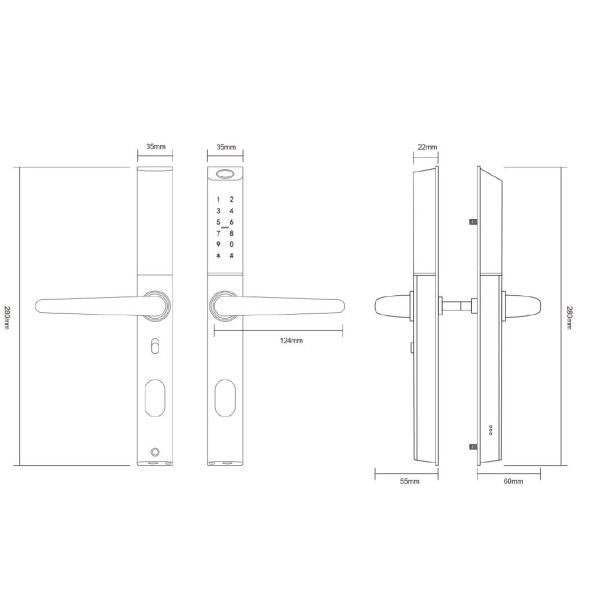 Умный дверной биометрический замок SEVEN LOCK SL-7763BF black (без врезной части)