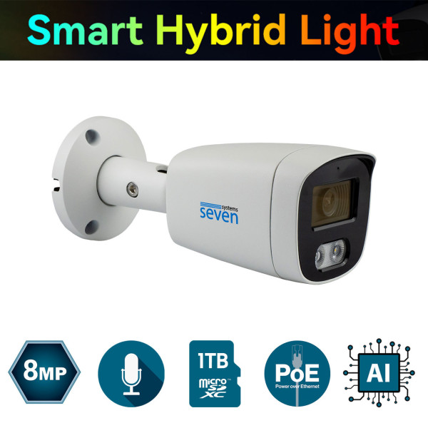 IP-видеокамера 8 Мп SEVEN IP-7228PA-DL white 2,8 мм с умной двойной подсветкой