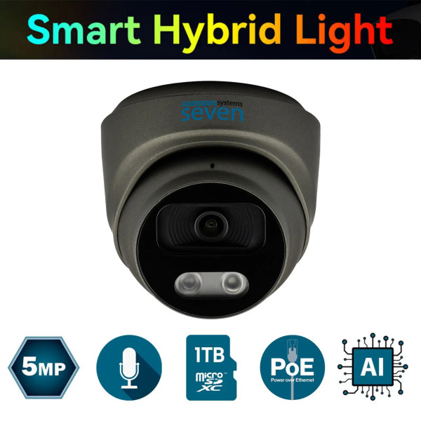 IP-видеокамера 5 Мп SEVEN IP-7215PA-DL black 2,8 мм с умной двойной подсветкой
