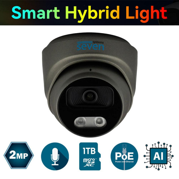 IP-видеокамера 2 Мп SEVEN IP-7212PA-DL black 2,8 мм с умной двойной подсветкой