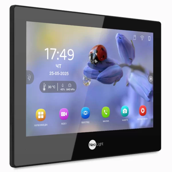 Комплект Neolight ALPHA Hybrid HD KIT B/Black: гібридний відеодомофон 8" з Wi-Fi та 2 Мп відеопанель